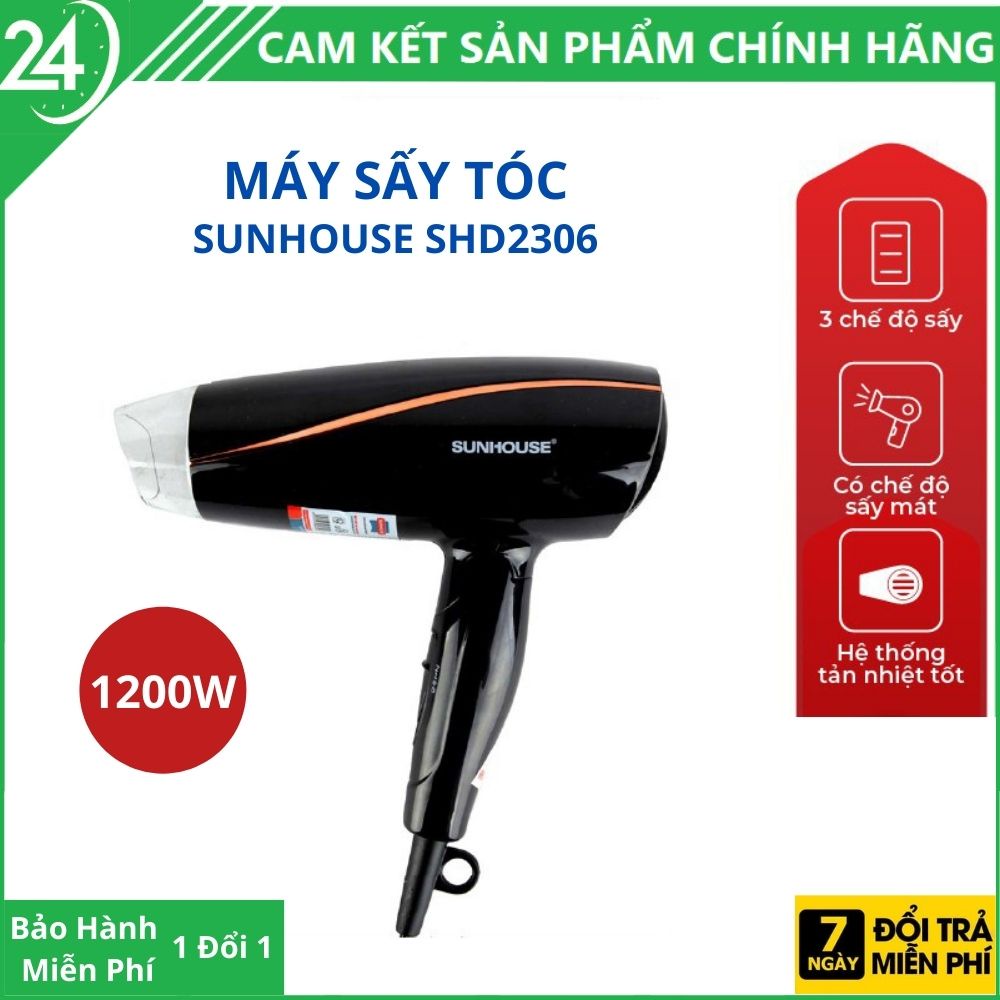 Máy sấy tóc SUNHOUSE SHD2306, 2 chiều nóng lạnh, công suất 1200W - Hàng chính hãng