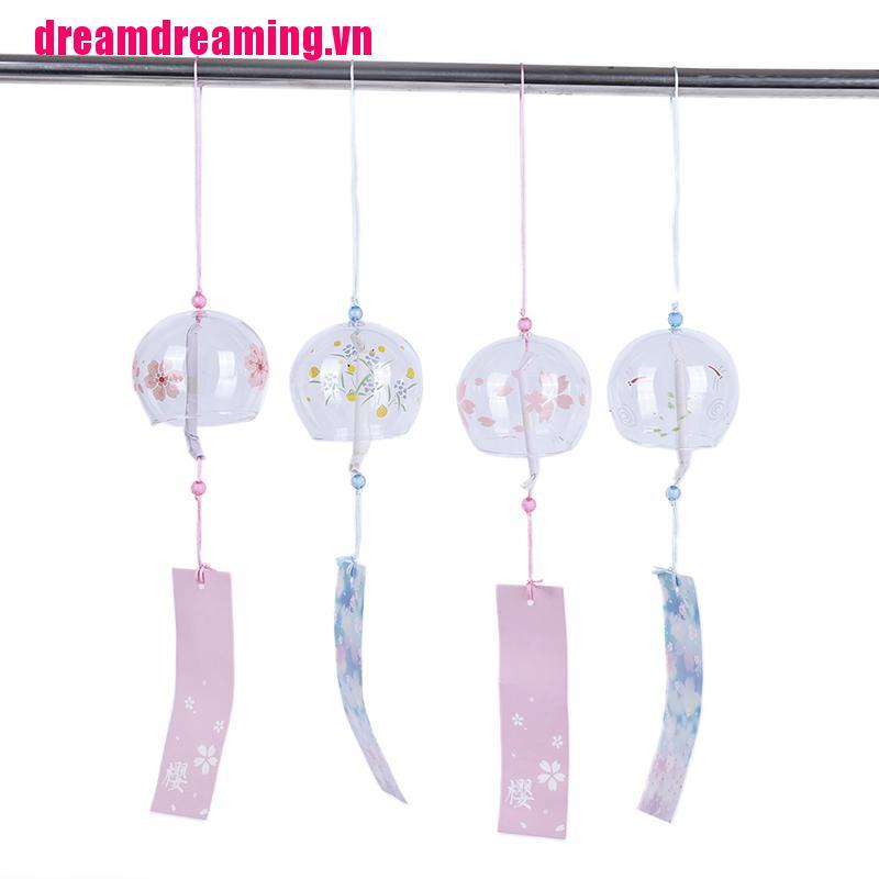 Chuông Gió Bằng Kính Họa Tiết Hoa Anh Đào Trang Trí Phòng Khách