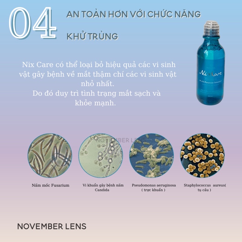 Nước Ngâm NIX CARE hãng OLENS Cấp Ẩm Và Cân Bằng pH Cho Kính Áp Tròng