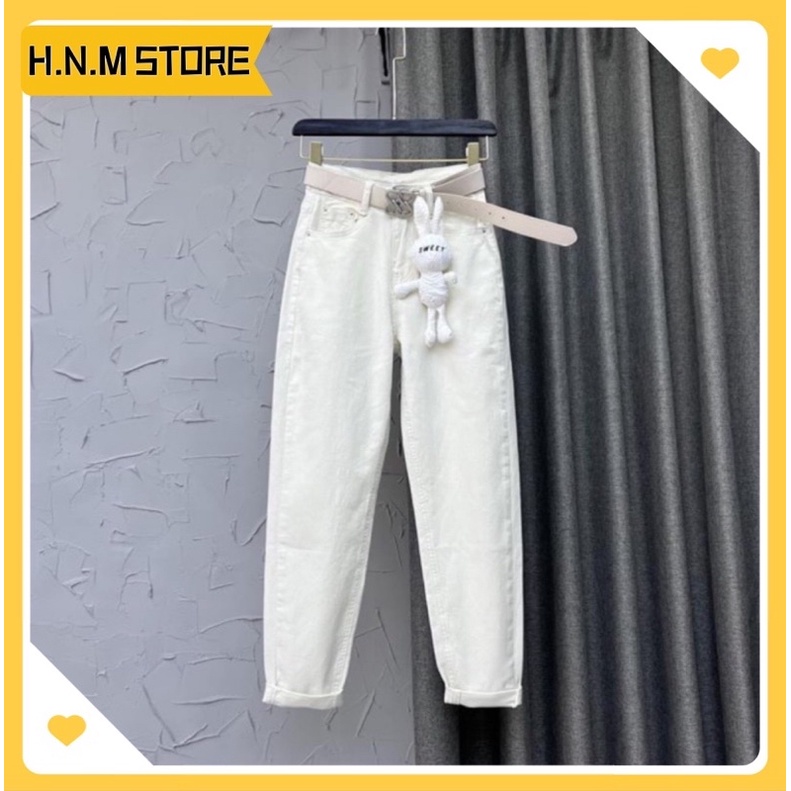 (kèm ảnh thật 100%) Quần baggy nữ lưng cao màu trắng mẫu mới hot trend