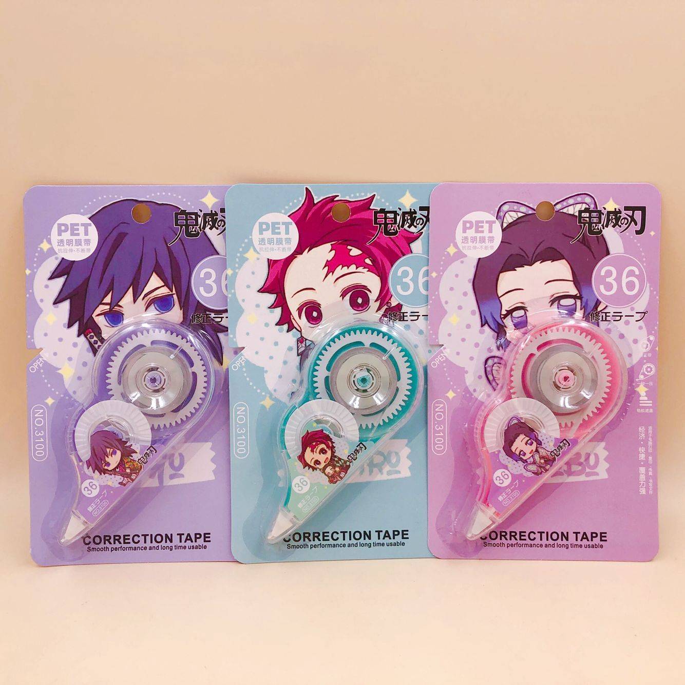 Bút xóa kéo 6m khô nhanh Anime Demon Slayer Kimetsu No Yaiba White Out Corrector Correction Tape Promotional Gift Stationery School Office Supply