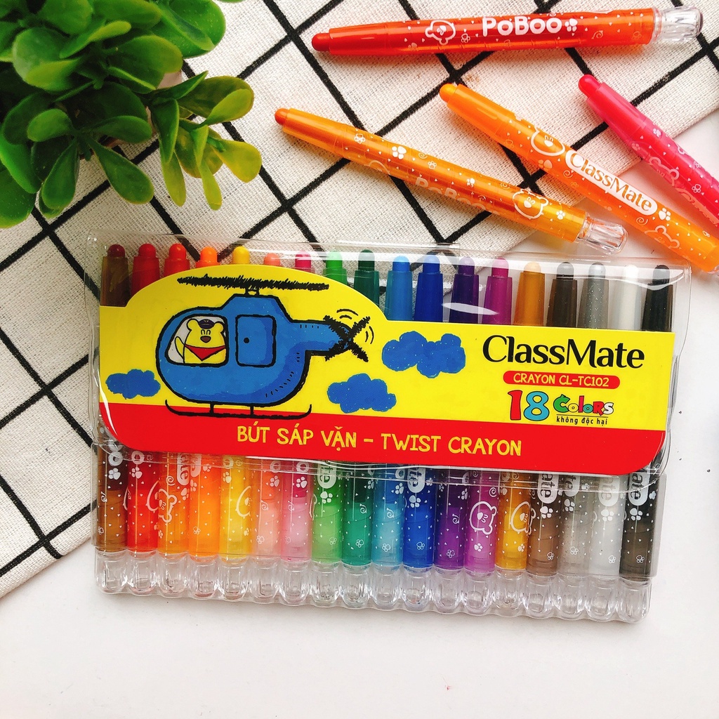 Bút sáp vặn 12,18,24 màu classmate CL-TC101/ 102/ 103 tập tô cho bé ANKICO