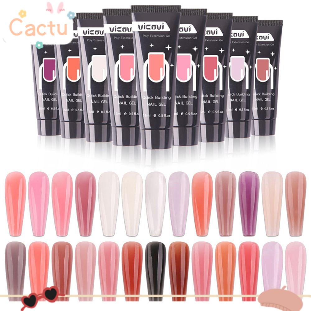 CACTU 15ml Nail Art UV Gel Beauty Builder Gel Poly Nail Gel Nail Tips Manicure Tool Professional 12Colors Quick Building Nail Extension