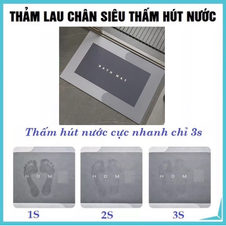 Thảm Lau Chân Siêu Mềm Siêu Dày, Siêu Thấm Nước Chất Liệu Chống Trượt - Siêu Phẩm Mode 2022