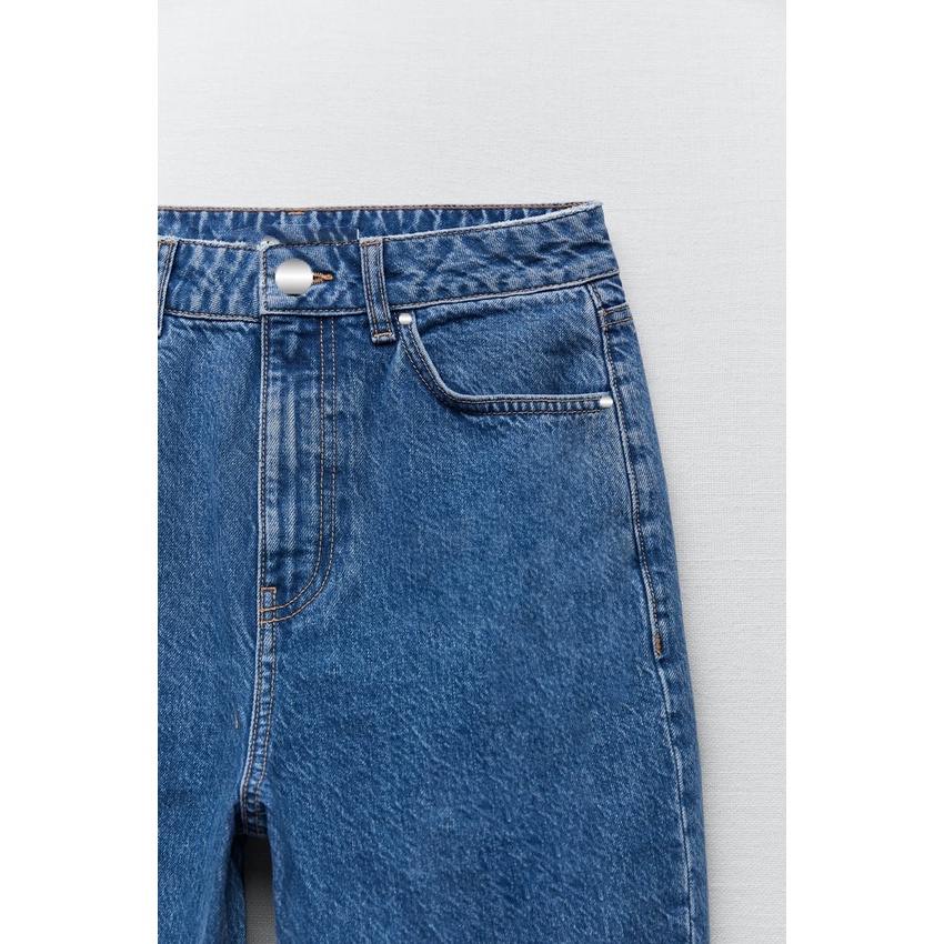 Quần Mom Jeans Nữ Lưng Cao Màu Xanh Đậm M-03C
