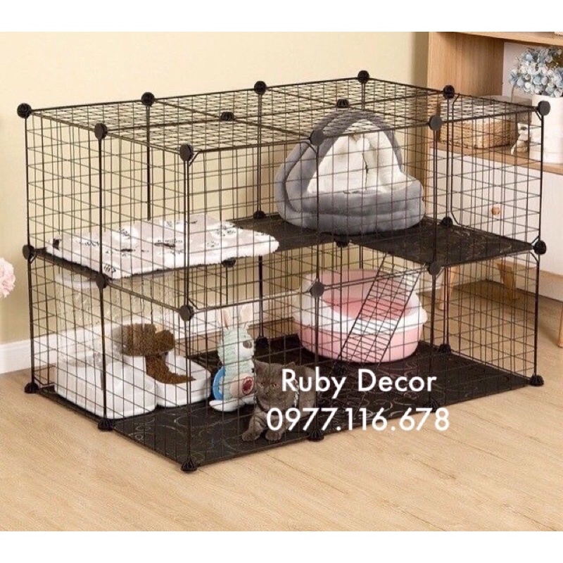 [ TẶNG THANG LƯỚI] LỒNG CHUỒNG NUÔI MÈO 2 TẦNG ( LƯỚI SẮT PHUN SƠN TĨNH ĐIỆN)