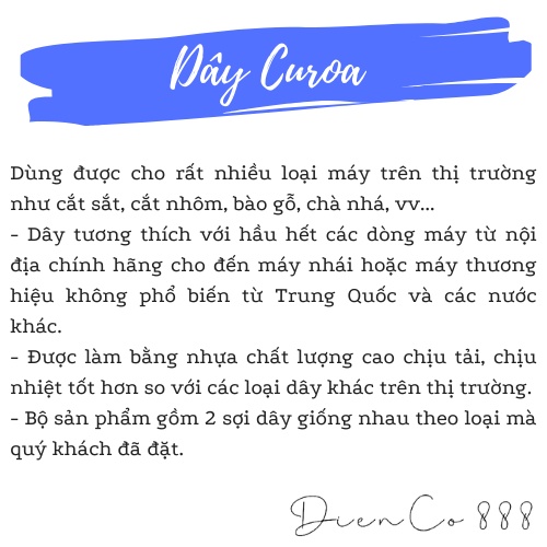 (Combo 2 sợi) Dây curoa dùng cho các loại máy thông dụng (Cắt sắt, cắt nhôm, bào, nhám tăng...)