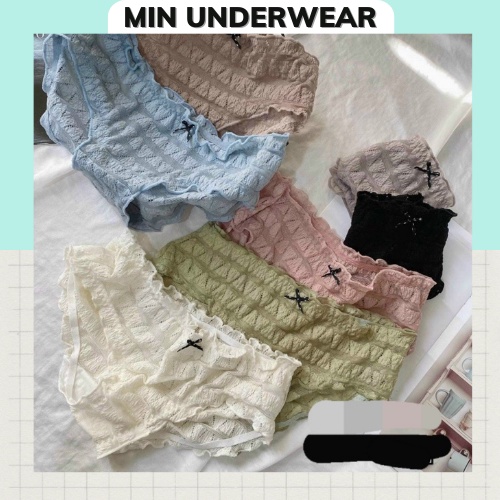 Quần Lót Nữ Ren Nhún Mềm Mịn Co Giản Sexy Min Underwear 120220