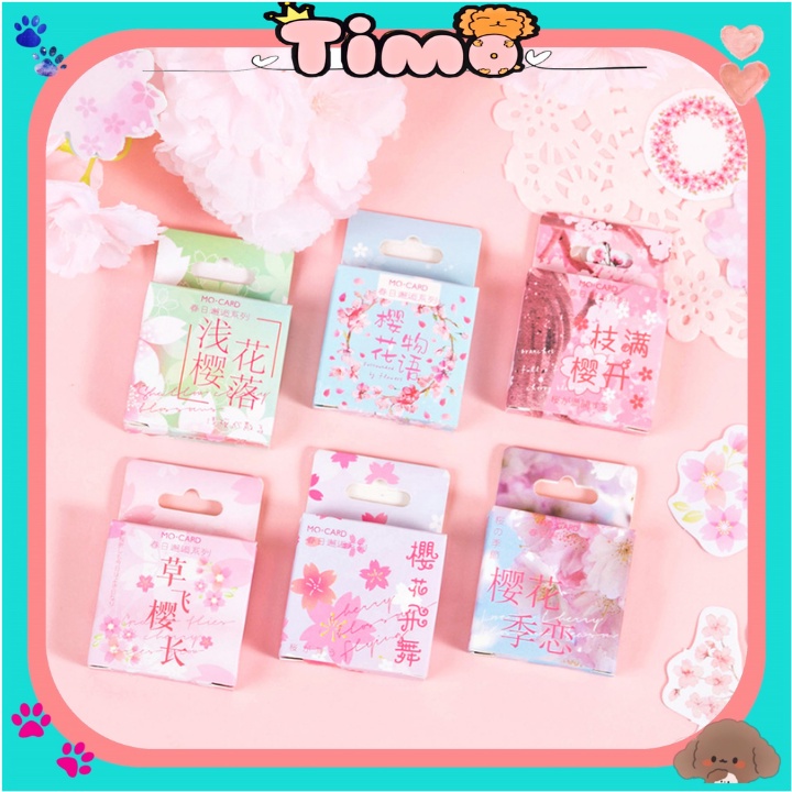 46 sticker hoa dễ thương trang trí sổ tay vintage bullet journal hộp 45-46 miếng sicker dán ST22HD