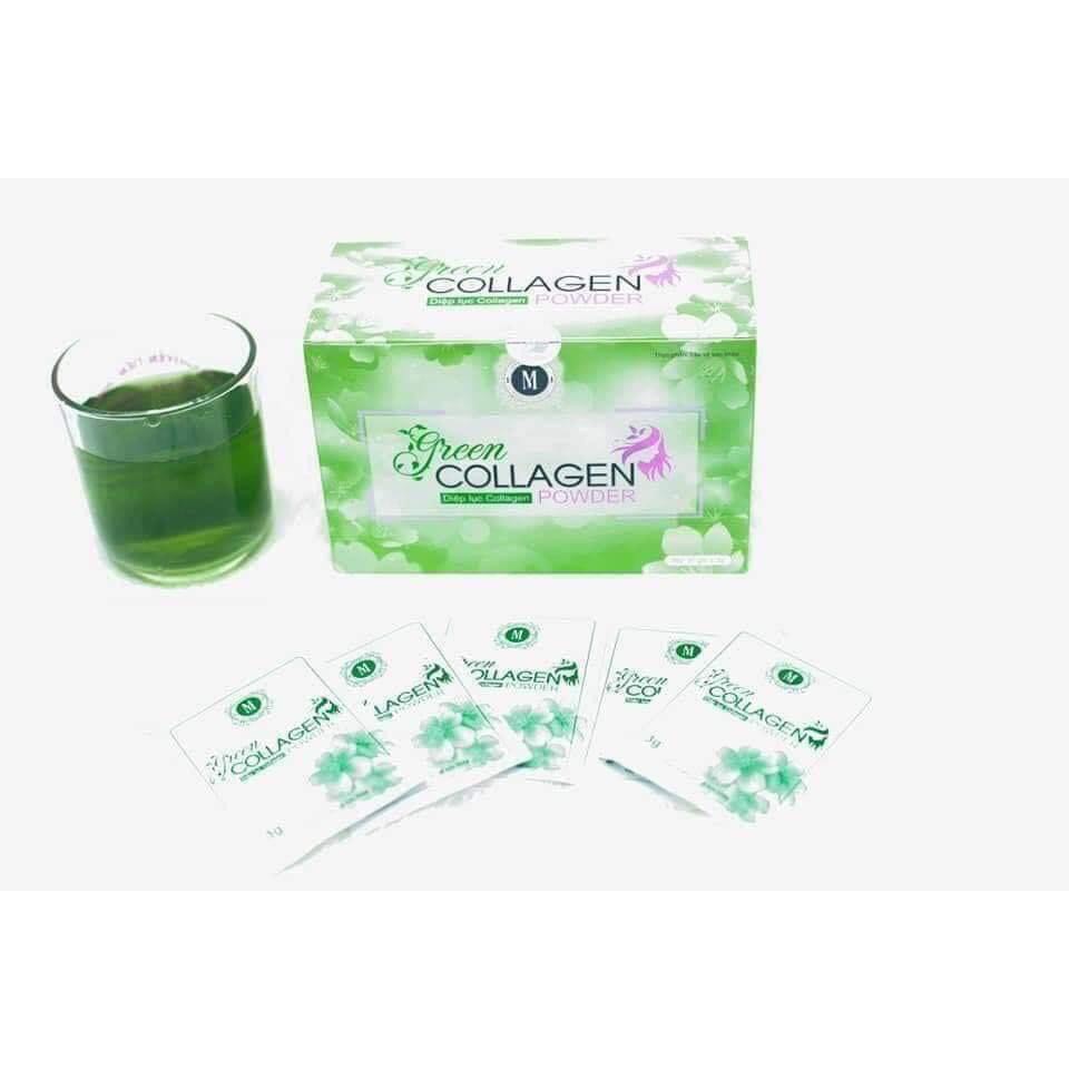 Diệp lục Colagen [TẶNG BÌNH NƯỚC] đẹp da hết mụn mờ thâm nám, bổ sung 1kg rau xanh