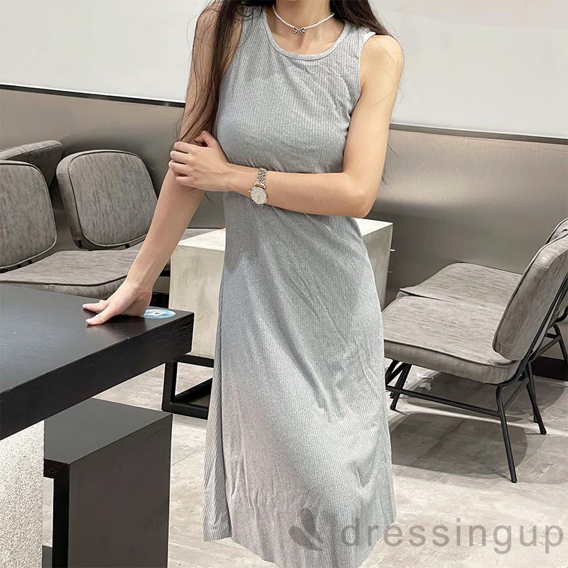 Đầm Không Tay Cổ Tròn Màu Sắc Đơn Giản Dành Cho Nữ