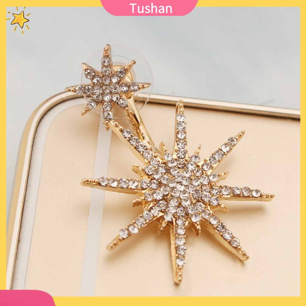 Hoa tai hình bông tuyết đính đá thời trang sang trọng cho nữ