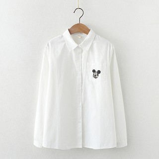 Áo Sơ Mi Nữ Thêu Mickey Đơn Giản HQ 910