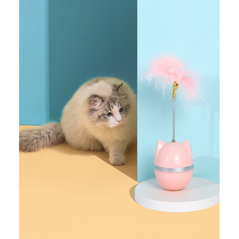 đồ chơi hình mèo lật đật lông vũ