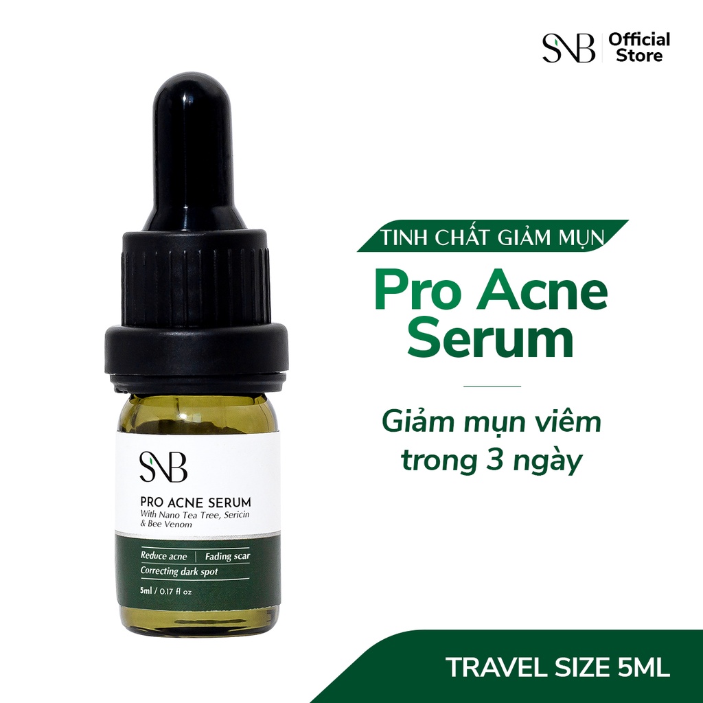 Tinh Chất Giảm Mụn PRO ACNE SERUM SNB Chiết Xuất Thiên Nhiên 5ml - Dùng Cho Mụn Bọc, Mụn Mủ, Mụn Đầu Đen, Đầu Trắng