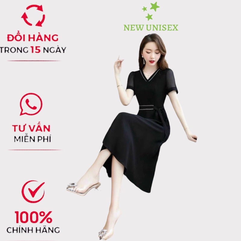 Đầm Dáng Dài Cổ tim Thắt Dây Eo Chất Voan Form Chẩn Mặc Đẹp Dáng Xinh [NEW UNISEX]