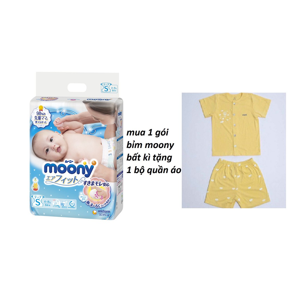 (tặng 1 bộ áo quần áo)Bỉm Moony newborn 90, S84, M58,L44,XL38,XXL26