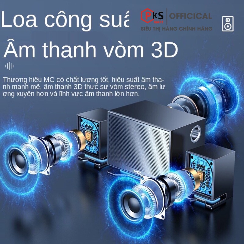 Loa Máy Tính, Vi Tính Bluetooth MC CS511 SUPER BASS Cực Đã, Có LED, Dòng Loa Cao Cấp Cho Laptop, PC, Điện Thoại -PKSMART