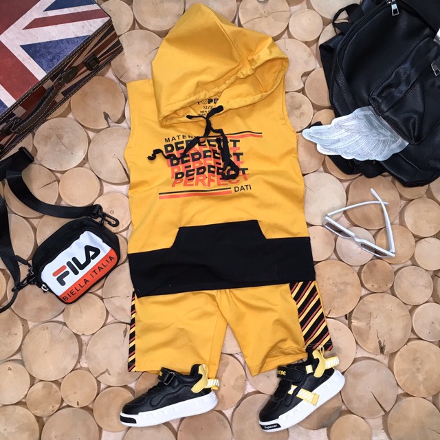 Bộ bé trai bé gái có nón perfect năng động dễ thương