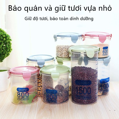 Đóng hộp đóng hộp ngũ cốc nguyên hạt hộp trong suốt hộp bảo quản thực phẩm trong nhà bếp chai đồ ăn nhanh gia đình lọ bả