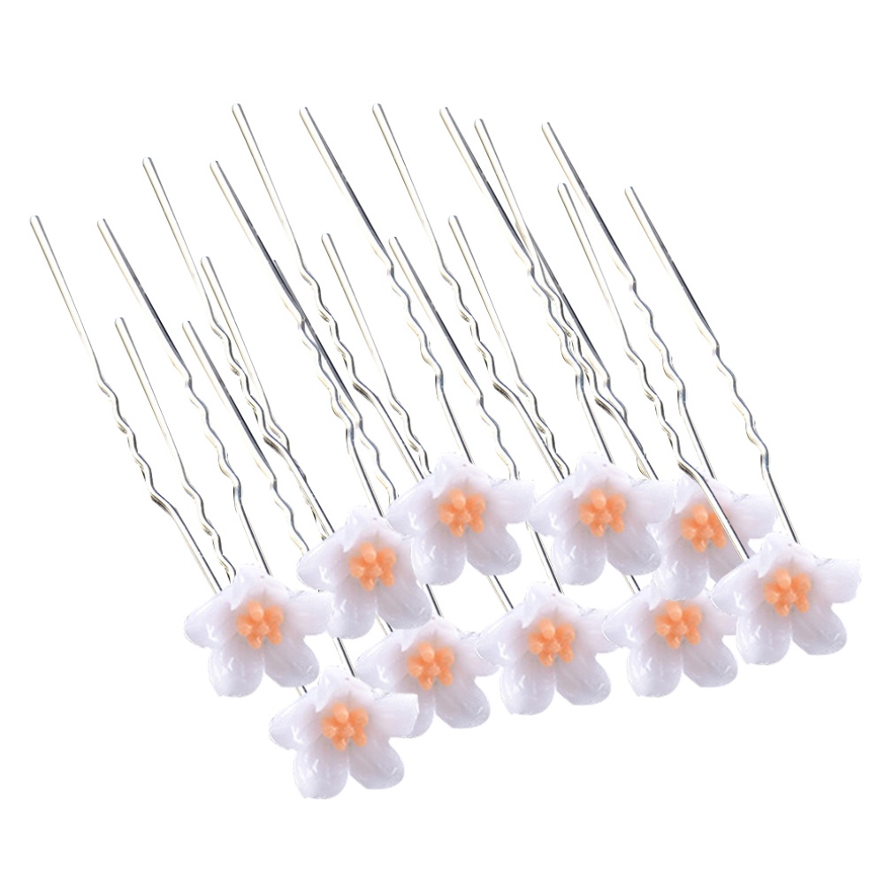 Set 10 trâm cài tóc dạng chữ U đính hoa nữ tính thời trang