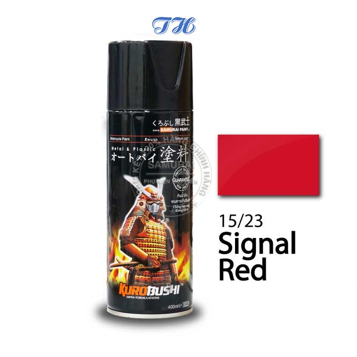 Combo 4 chai sơn samurai 15/23 Màu đỏ nổi bật gồm: uch210 - 2/102 - 15/23 - k1k - giấy nhám p800