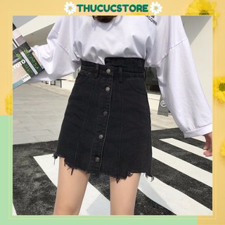 Chân váy jeans cúc lệch dáng chữ A Thucucstore Chân váy chữ A chuẩn hàng Quảng Châu loại 1 (kèm ảnh thật)