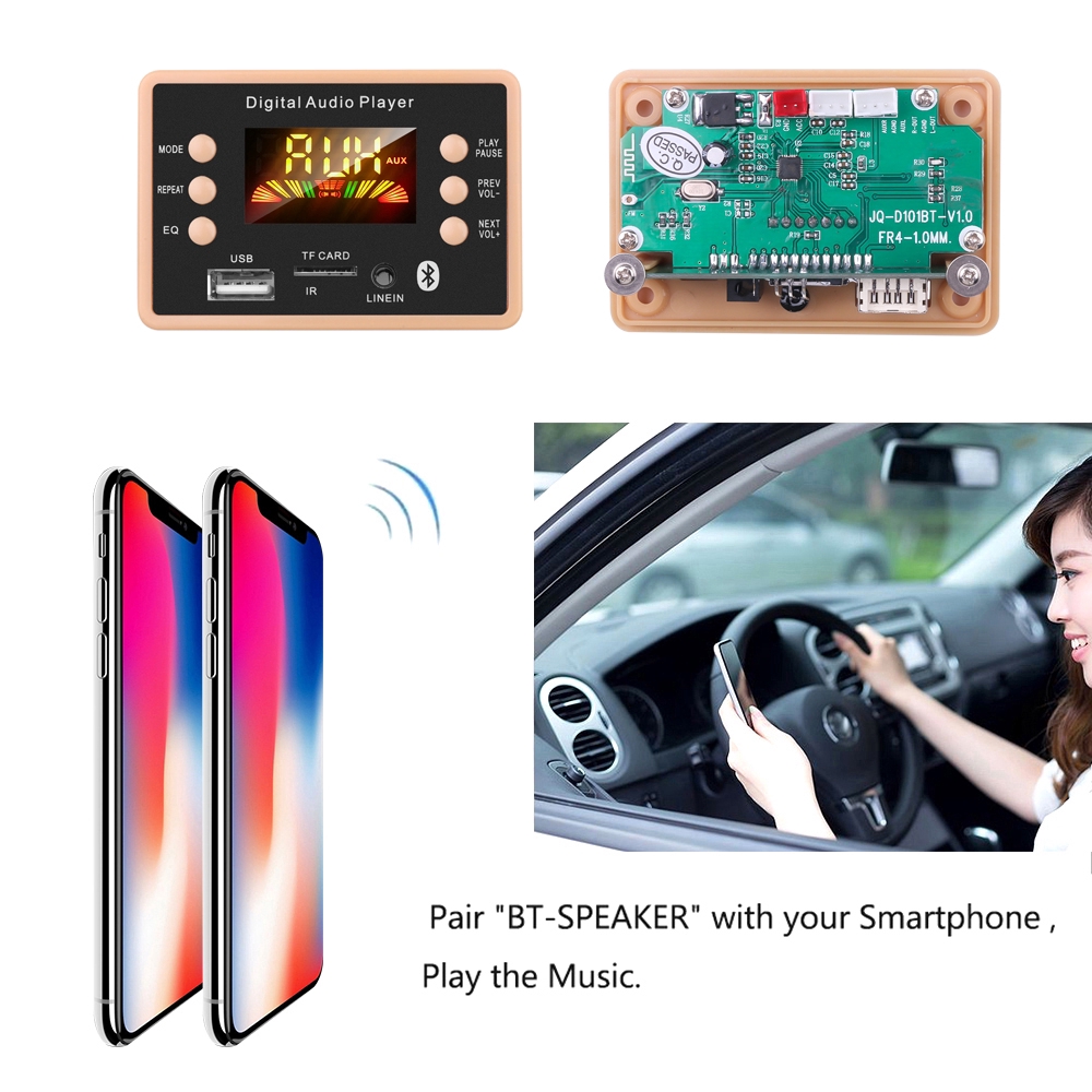 Bộ thu tín hiệu 12V Bluetooth 5.0 âm thanh kỹ thuật số MP3 FM trên ô tô