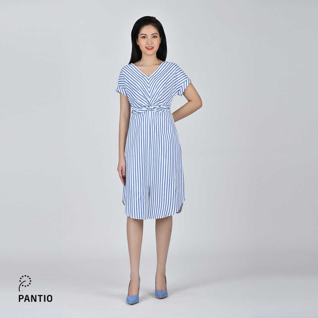 Đầm dạo phố chất liệu thô họa tiết kẻ dáng suông FDP32763 - PANTIO