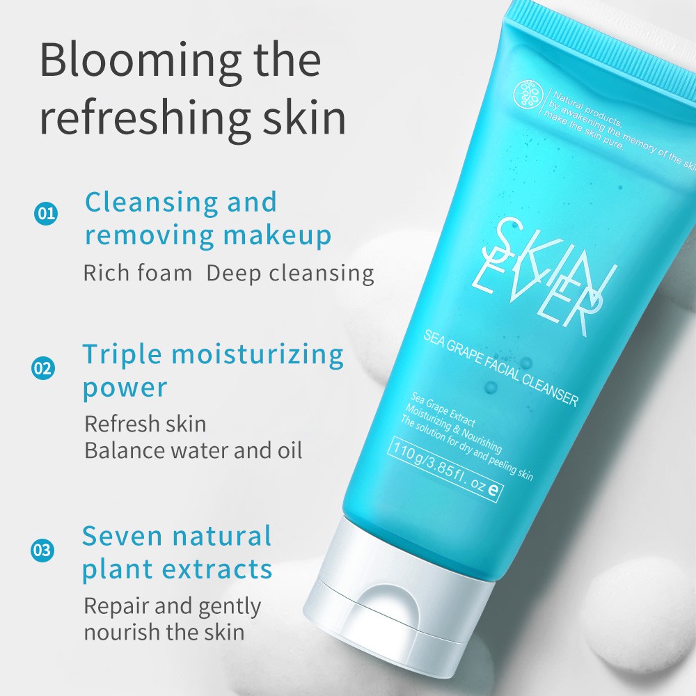 SKIN EVER Sea Grape Moisturizing Facial Cleanser Skin Care Cruelty-free Repair Face Wash Foam Nourishing Refreshing Firming 110g