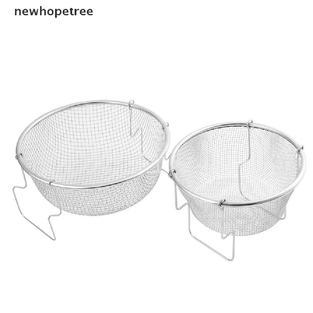 newhopetree Stainless Steel Frying Net Round Basket Strainer French Fries fried Food +Handle  OIK