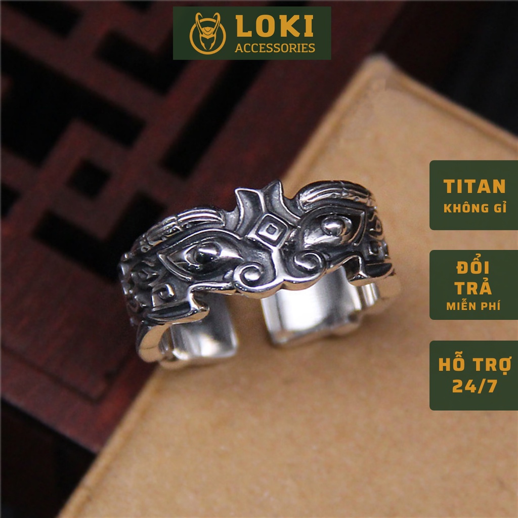Nhẫn nam nữ tròn Loki Accessories màu bạc thời trang chất Titan đẹp đơn giản không gỉ - Nhẫn Yang Ring