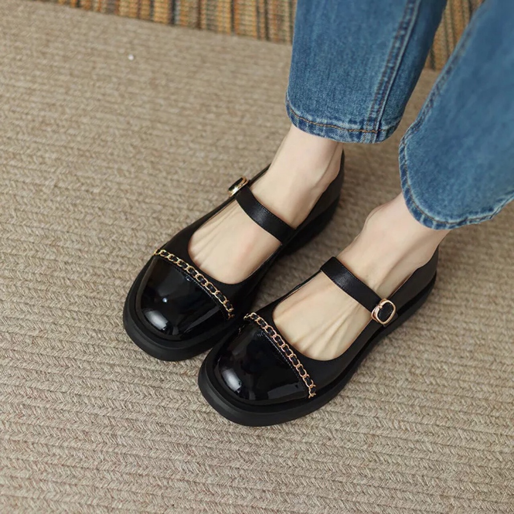 Giày Búp Bê Đính Quai Xích Xinh Xắn Sang Trọng Cho Nữ mã K01
