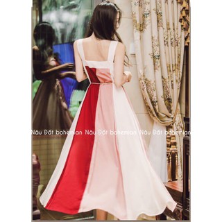 (có kèm hình thật) ĐẦM MAXI BI PHỐI MÀU