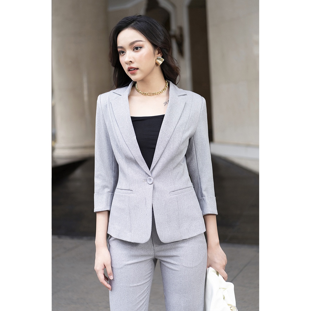 Áo Vest Nữ Công Sở Vest Đen Blazer Luperi dáng ngắn chiết eo cổ vest gập tay lỡ 1 hàng cúc trẻ trung LFVEST077