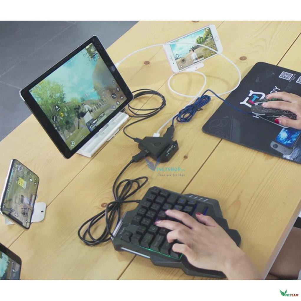 Handjoy D4 | Bộ chuyển đổi chuột và bàn phím cho điện thoại chơi game PUBG, ROS, FreeFire kết nối không có độ trễ