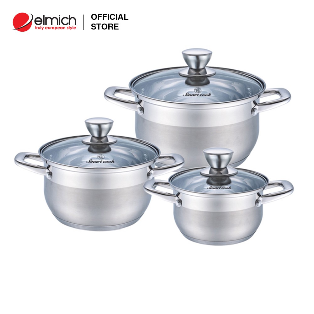 [Mã LIFECPMALL giảm 12% đơn 250K] Bộ nồi smartcook 3 chiếc cỡ 16,20,24cm SM 3337