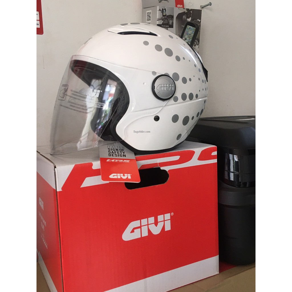 Mũ bảo hiểm 3/4 Givi mã V10.1 Dot White (Helmet GIVI Dot H-Visibility mã V10.1 Arrow Solid White)