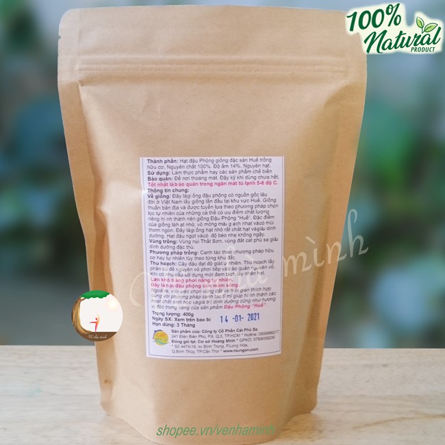 HẠT ĐẬU PHỘNG HUẾ SẺ THUẦN CHỦNG HỮU CƠ TỰ NHIÊN 100% ( Hạt lạc sống ) 400g nguyên vỏ dùng rang, nấu sữa, kẹo đậu phộng