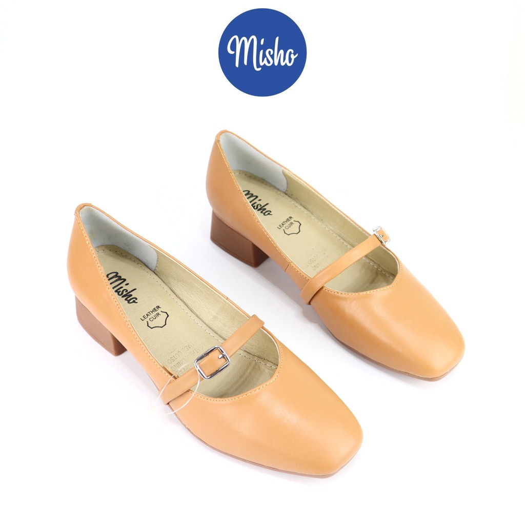 Giày búp bê da thật mũi vuông cao 3cm Misho 1158 | BigBuy360 - bigbuy360.vn