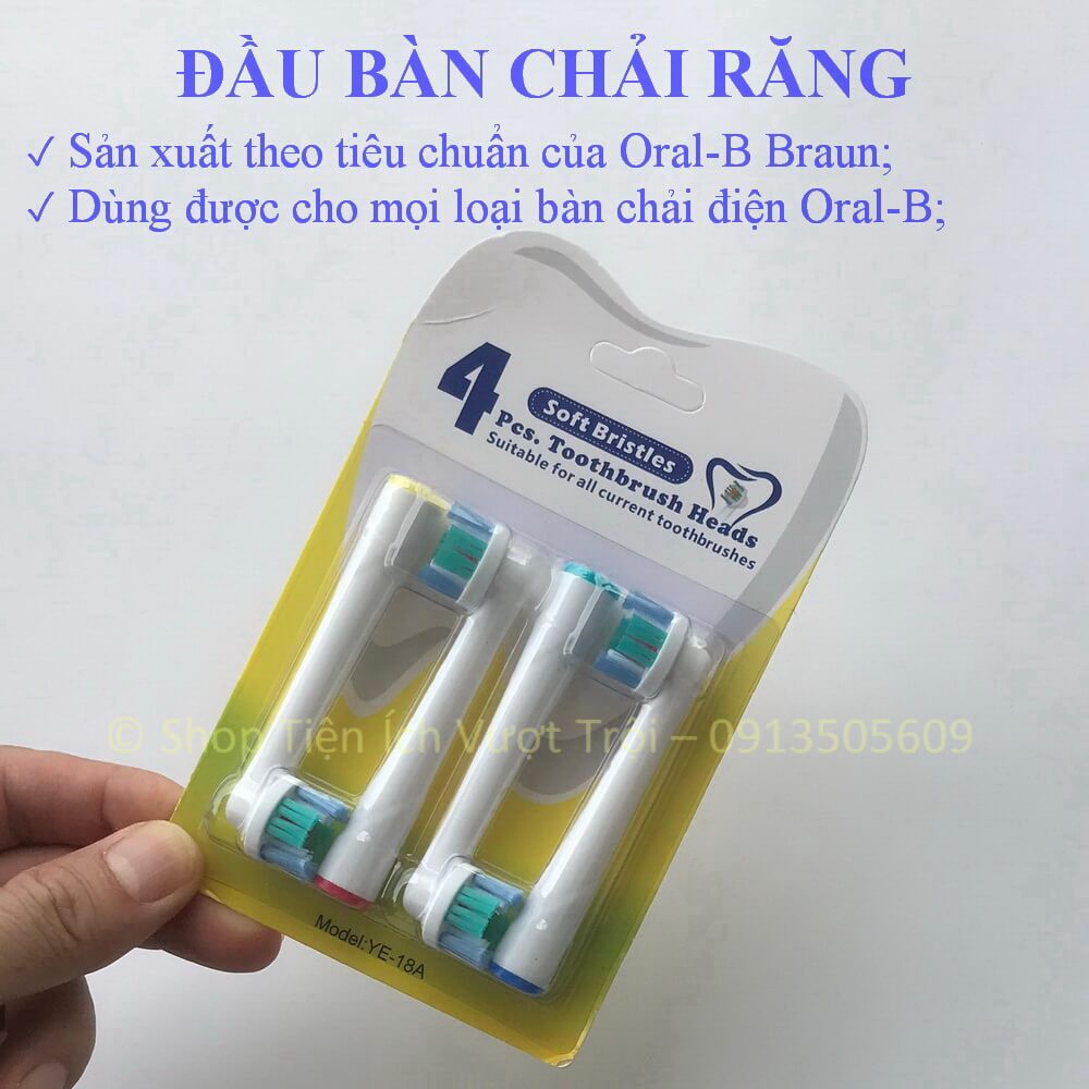 Bộ 4 đầu bàn chải răng dùng cho máy Oral-B Braun, bàn chải điện thay thế YE-Tiện Ích Vượt Trội