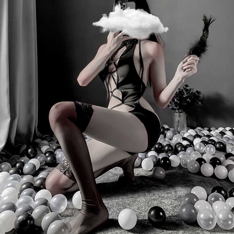 Mẫu mới - Bộ bodysuit đan buộc dây sexy 06 (không kèm tất ren)