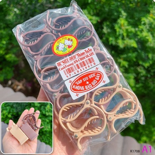 Set 12 kẹp tóc càng cua 3 răng nhám màu socola orin k1708