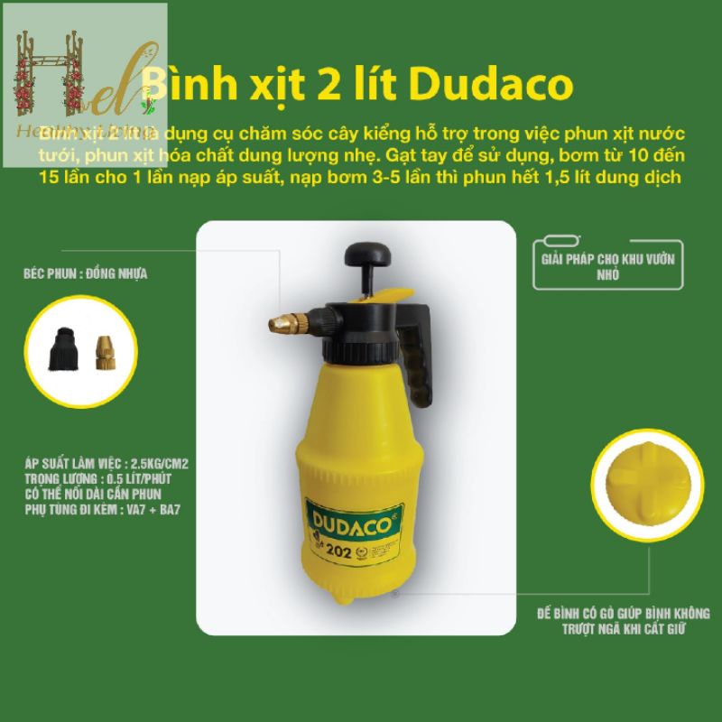 Bình Xịt Phun Sương Tưới Nước, Tưới Cây Dudaco 202 (2L)