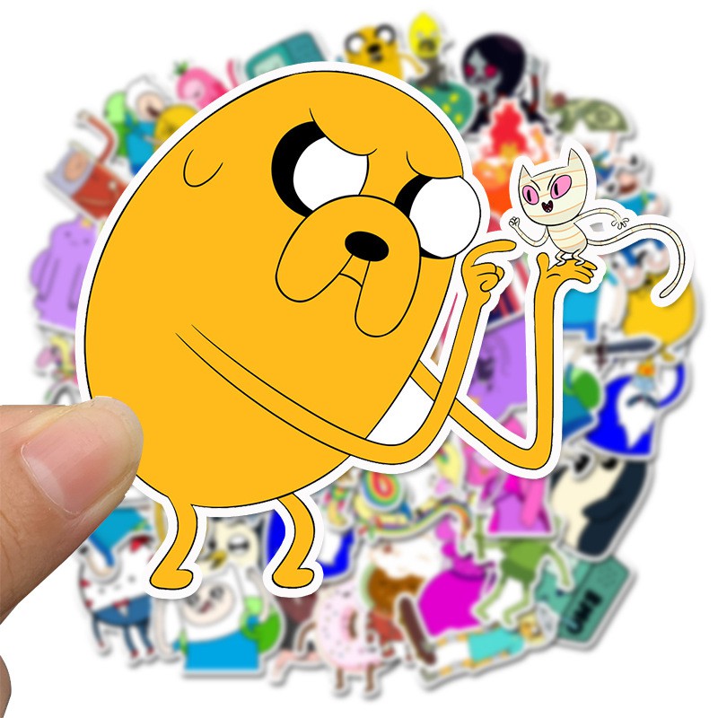 Set 50 miếng sticker dán trang trí chống thấm hình Adventure Time dễ thương