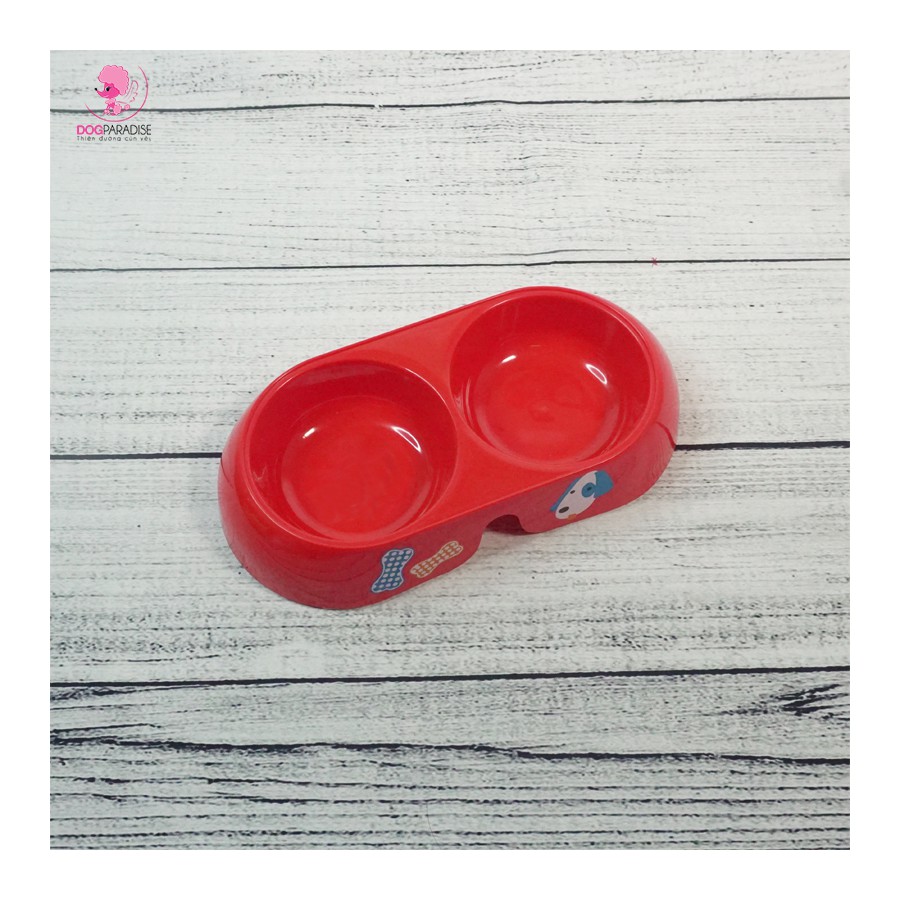 Bát ăn đôi dành cho thú cưng Pian Pian chất liệu nhựa cao cấp hình tròn nhiều màu size M/L - Dog Paradise