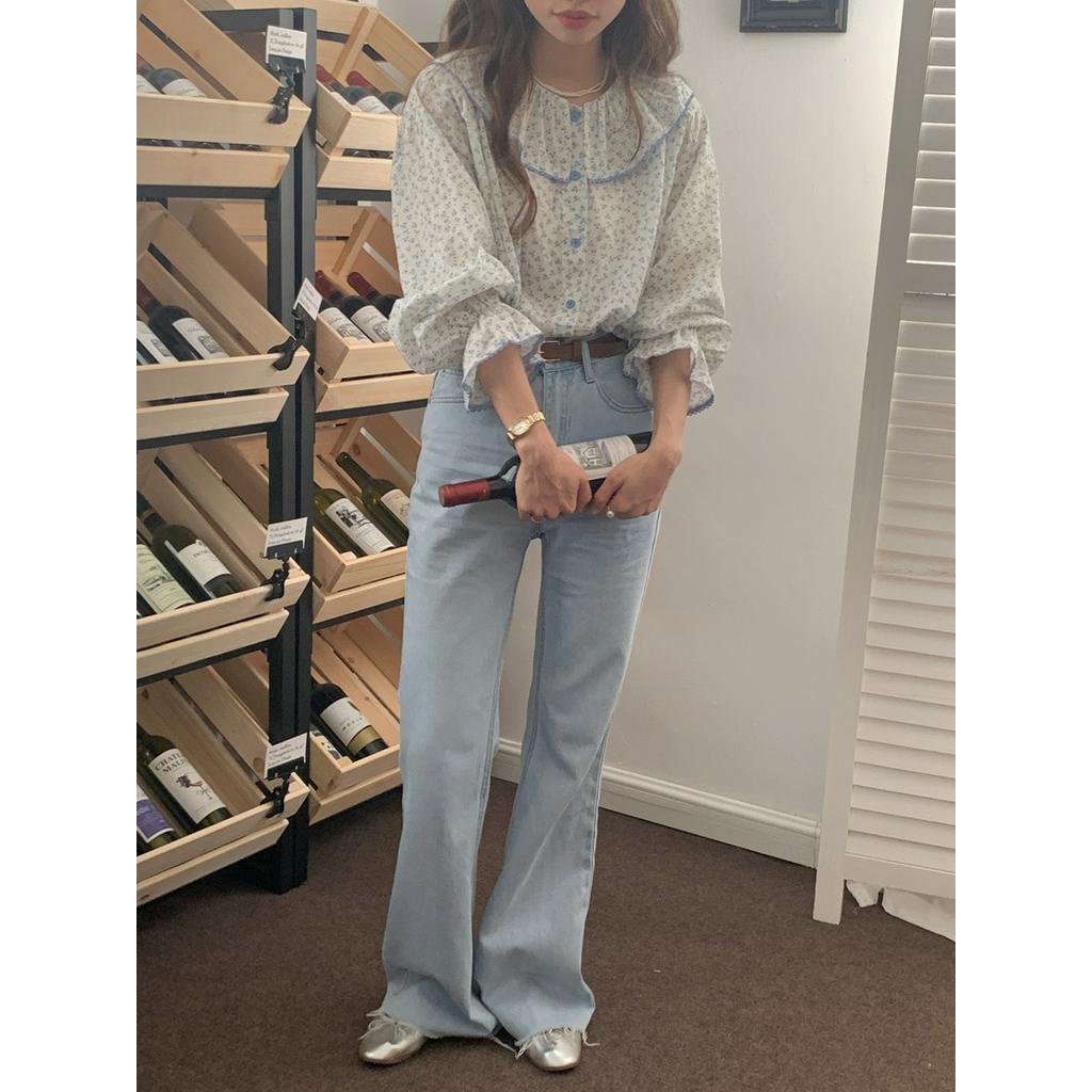 Áo Sơ Mi Dáng Rộng Dài Tay Phối Ren Thời Trang Sành Điệu 60942