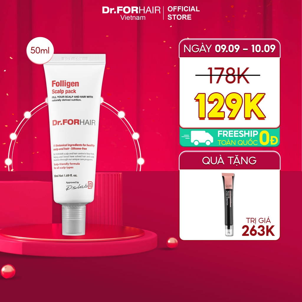 Dầu xả dưỡng tóc, kem xả chăm sóc nuôi dưỡng tóc chăm sóc da đầu, giảm rụng tóc Dr.FORHAIR Folligen Scalp Pack 50ml