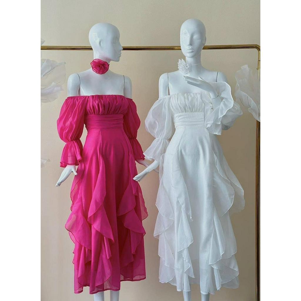 Đầm Maxi Đi Biển Tay Phồng Dáng Dài Tặng Kèm Vòng Cổ Đồ Đi Biển Bigsize Quỳnh Anh Từ 50kg Đến 100kg M/L/XL/Xxl Đầm Trắng