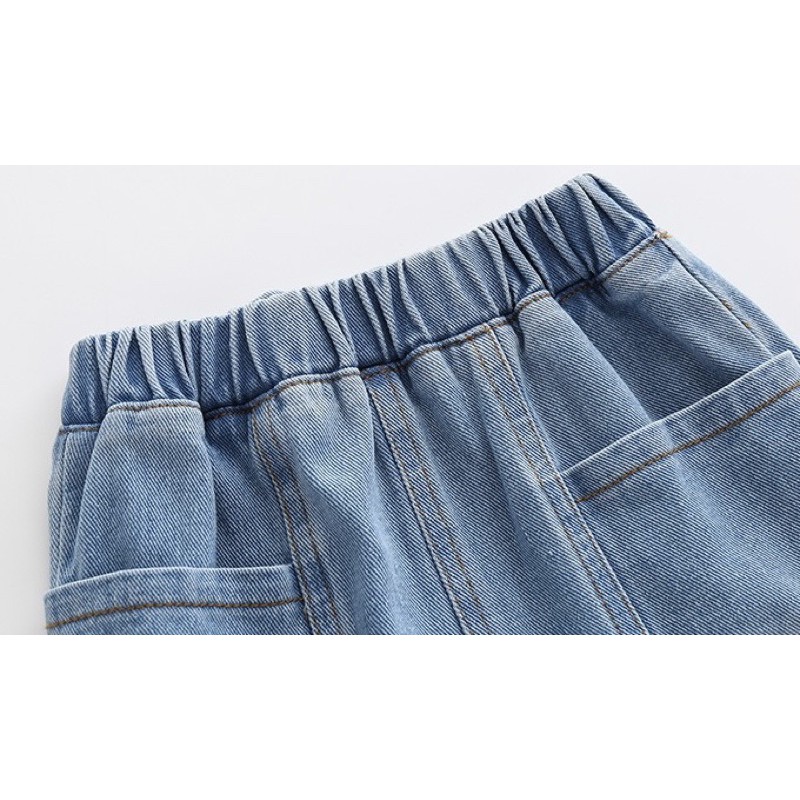 Quần short Jean bé trai WELLKIDS quần bò chất mềm hoạ tiết túi ngộ nghĩnh cho bé (3209)